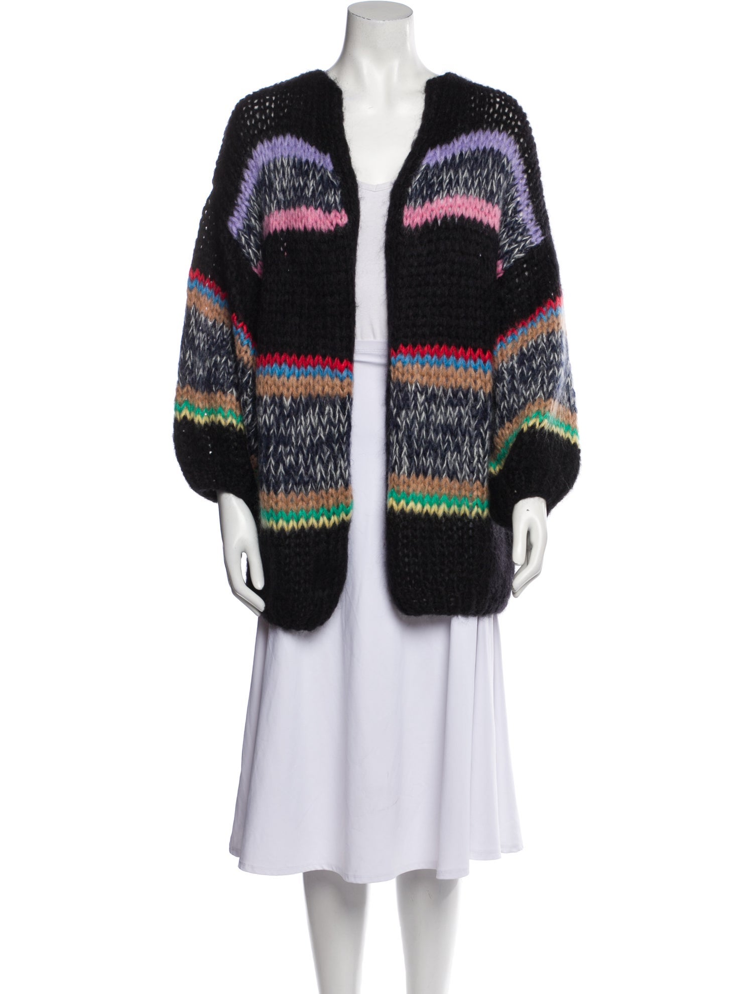 Maiami Striped Open Front Sweater