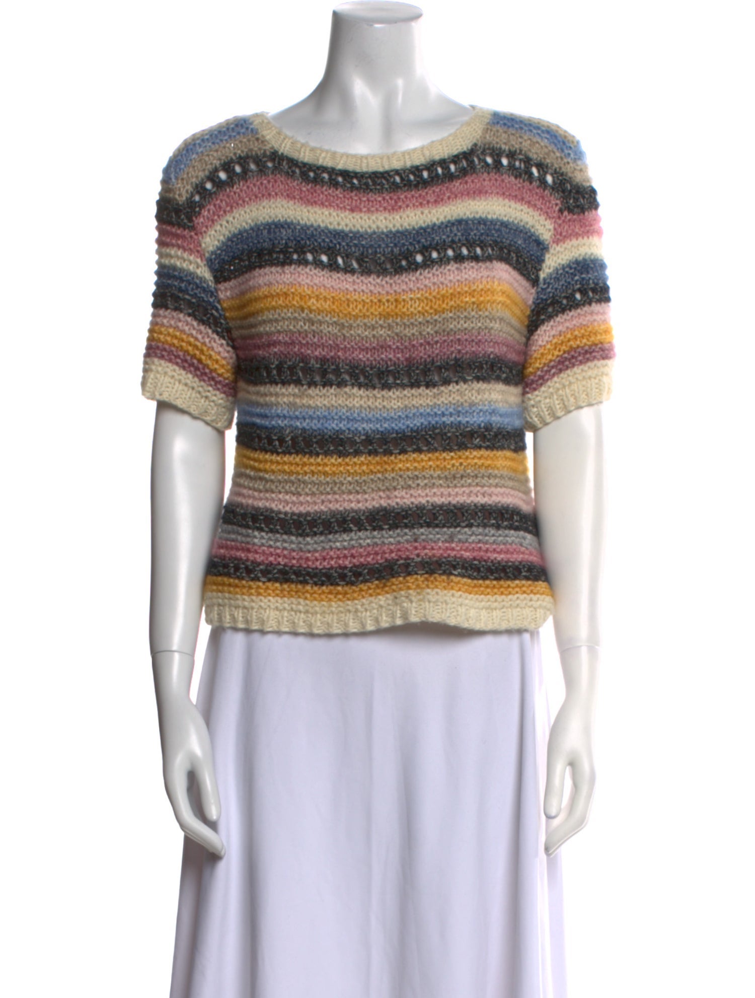 Maiami Striped Bateau Neckline Sweater