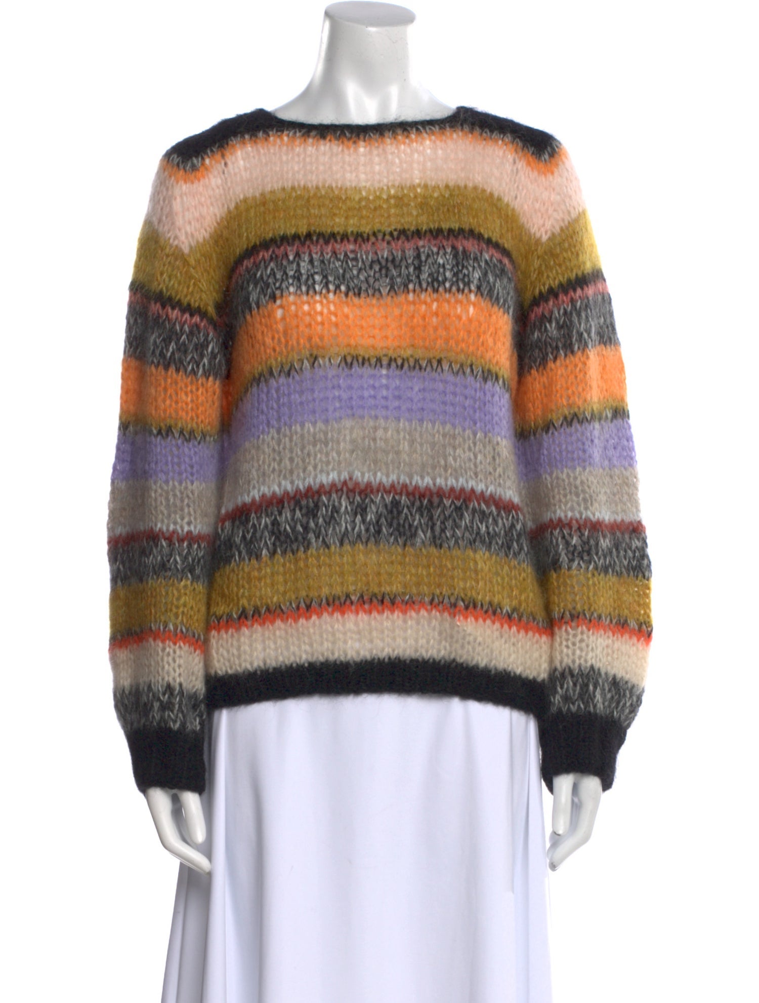 Maiami Striped Scoop Neck Sweatshirt