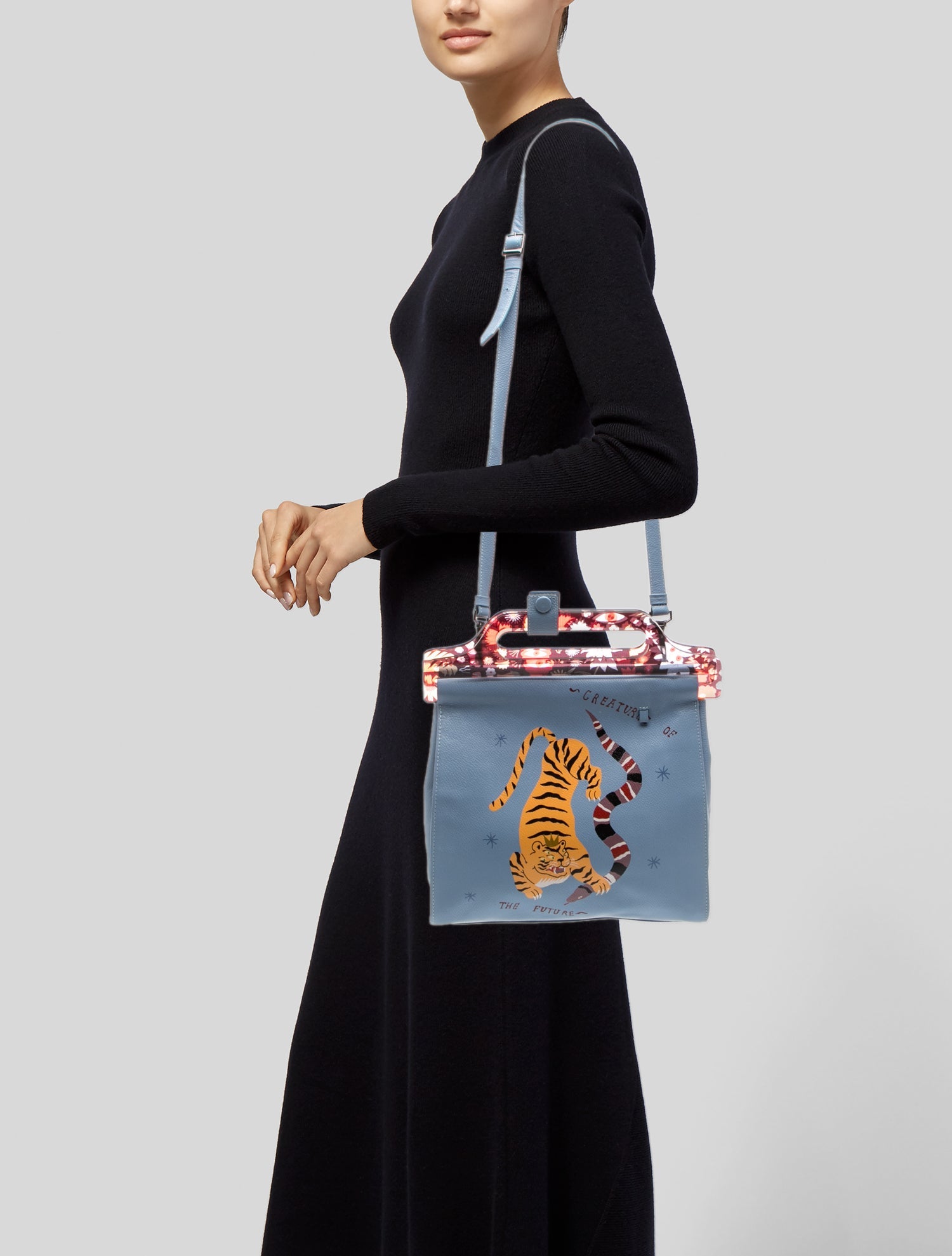 Min & Mon Leather Top Handle Bag - Blue Handle Bags, Handbags