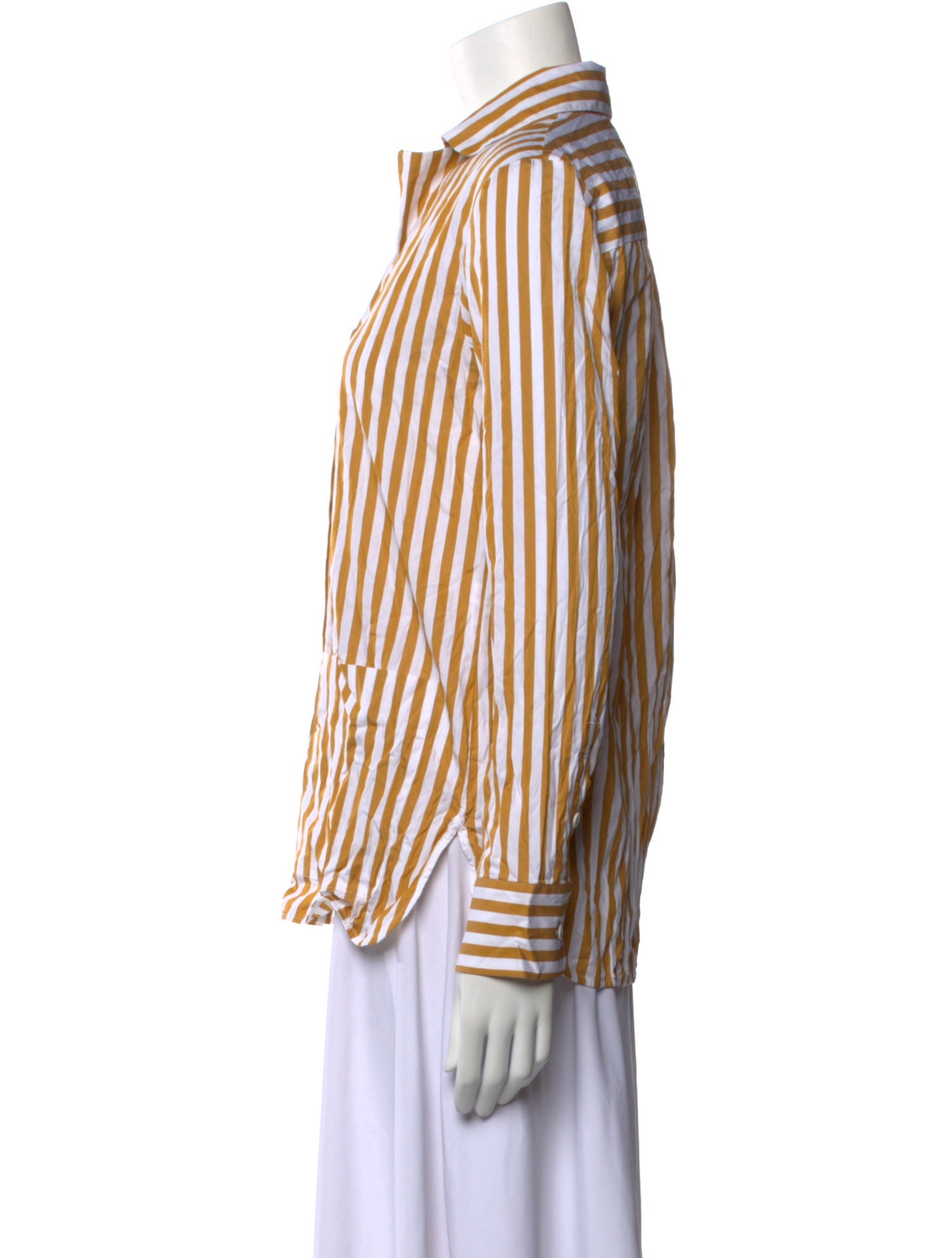 Max Mara Leisure Striped Long Sleeve Button-Up Top