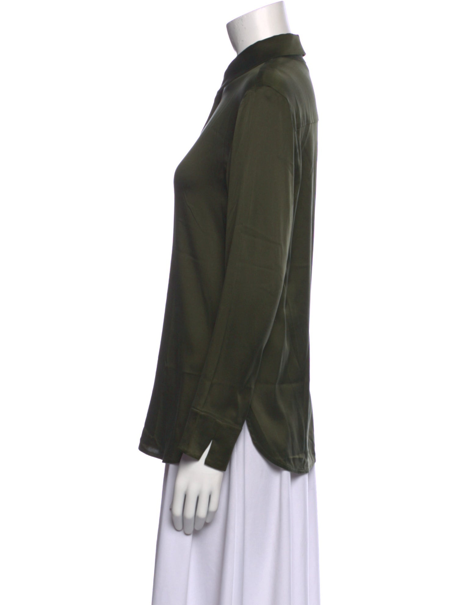 Max Mara Leisure Silk Long Sleeve Button-Up Top