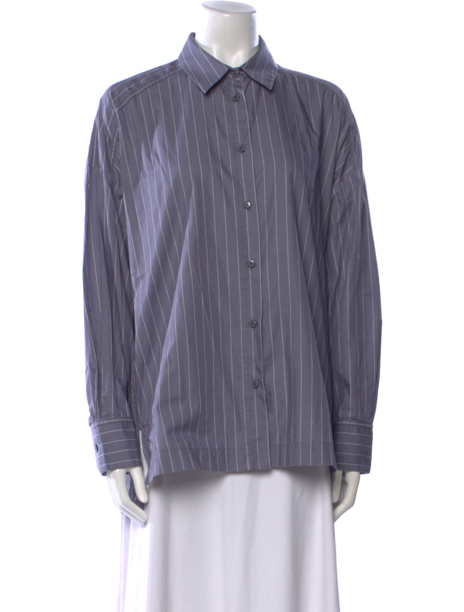 Max Mara Leisure Striped Long Sleeve Button-Up Top