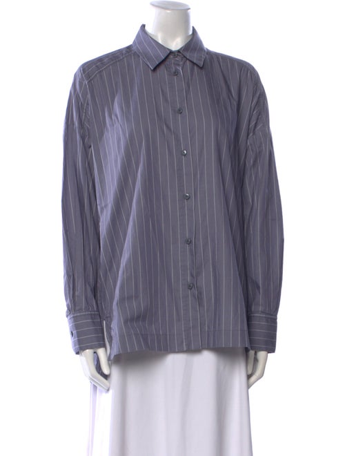 Max Mara Leisure Striped Long Sleeve Button-Up Top
