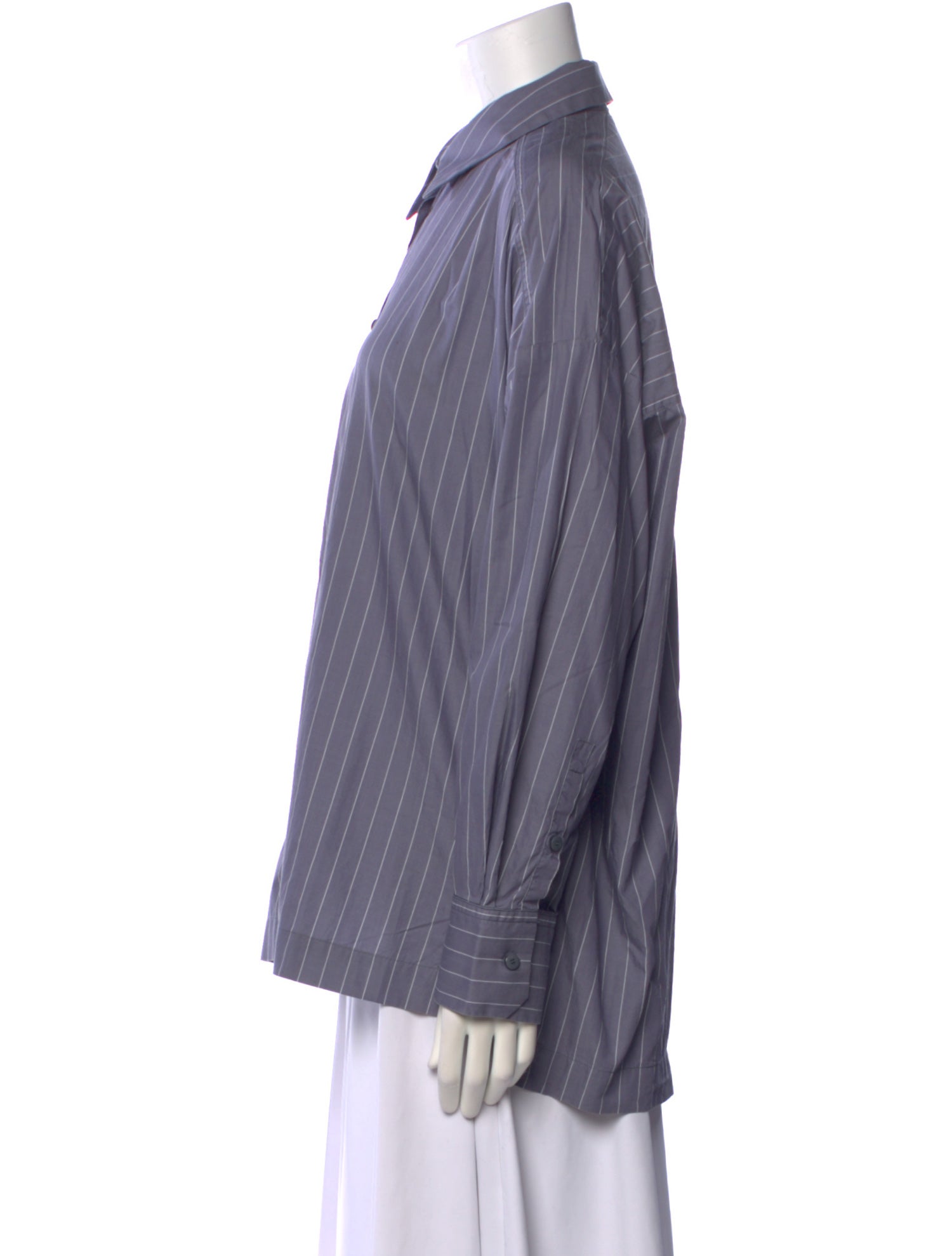 Max Mara Leisure Striped Long Sleeve Button-Up Top