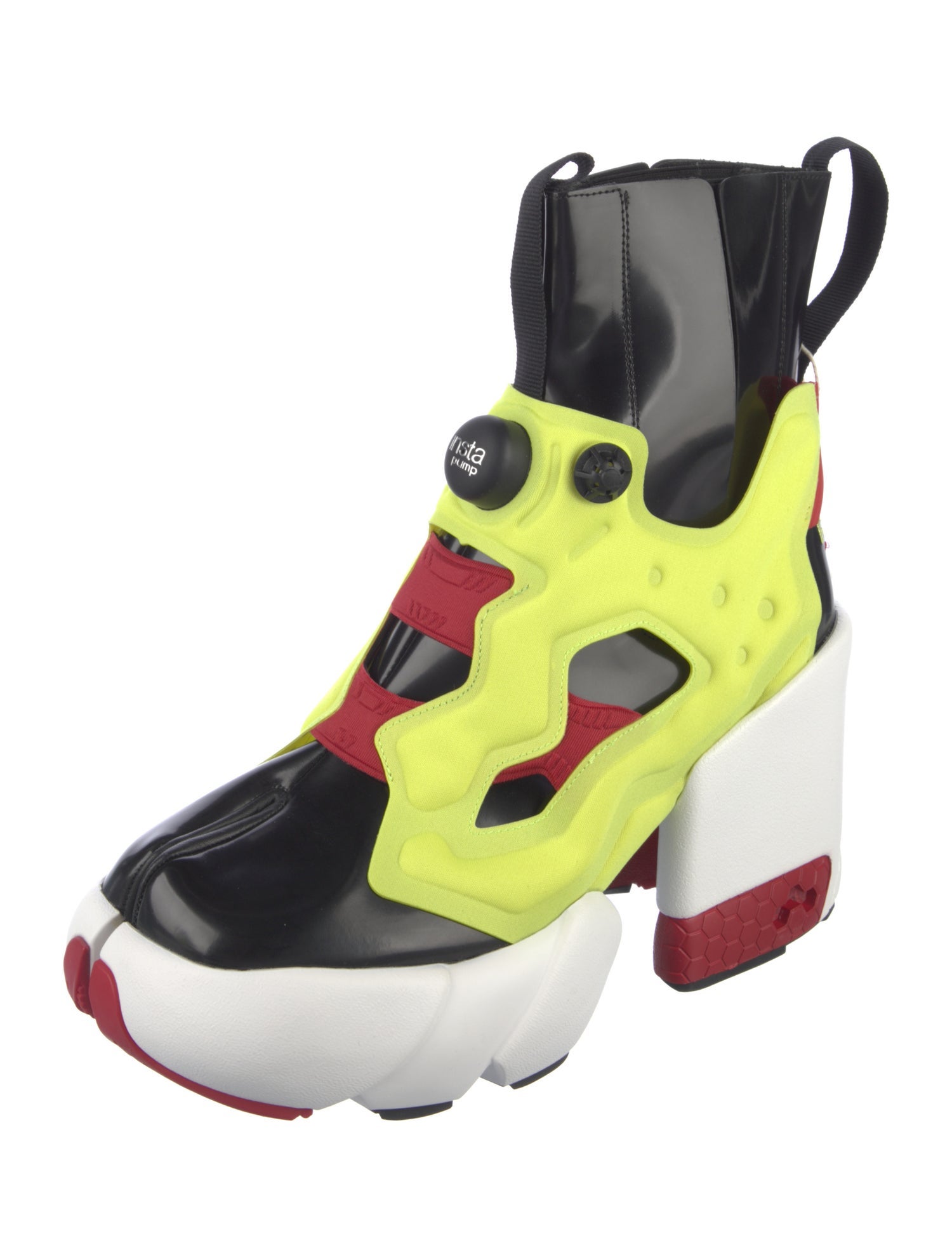 Maison Margiela x Reebok Patent Leather Colorblock Pattern Lace-Up Boots