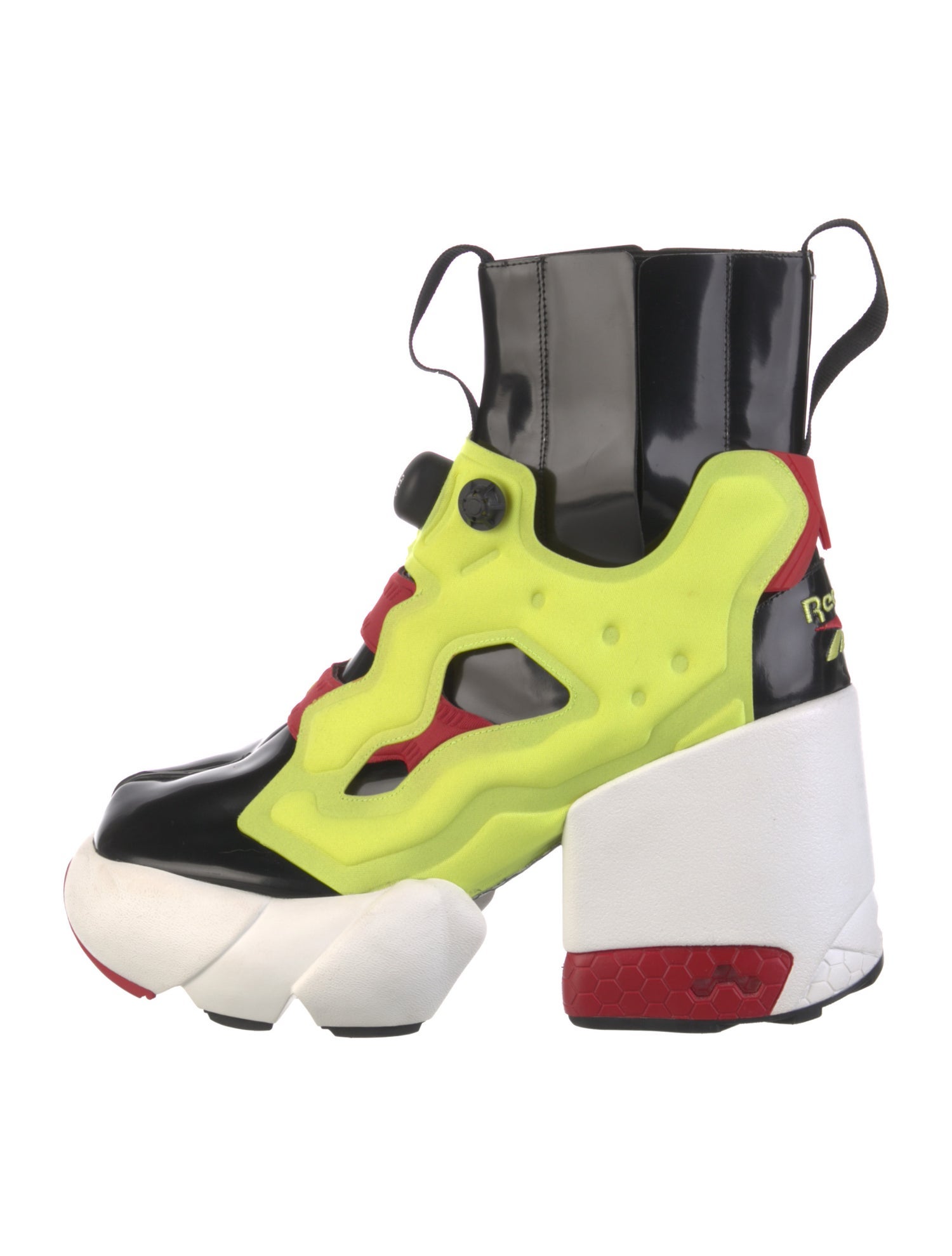 Maison Margiela x Reebok Leather Colorblock Pattern Lace-Up Boots