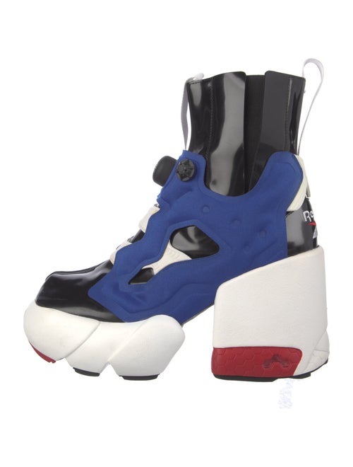 Maison Margiela x Reebok Patent Leather Colorblock Pattern Lace-Up Boots