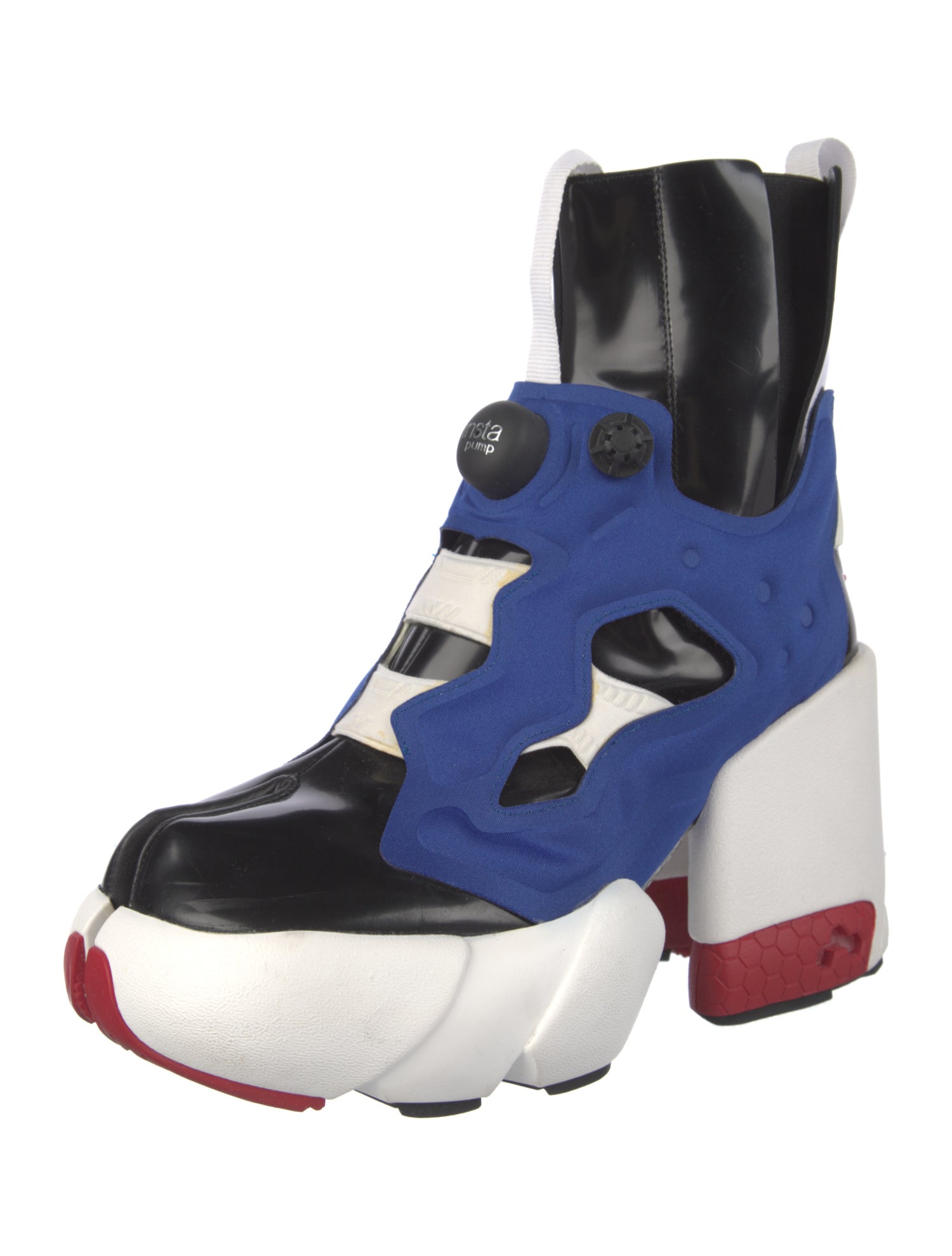 Maison Margiela x Reebok Patent Leather Colorblock Pattern Lace-Up Boots