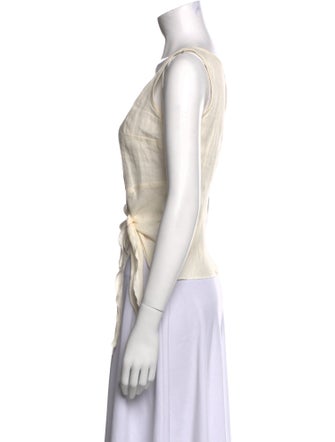 Mr & Mrs Macleod Linen Scoop Neck Crop Top