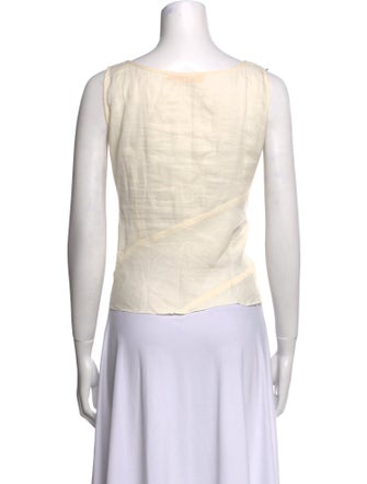 Mr & Mrs Macleod Linen Scoop Neck Crop Top