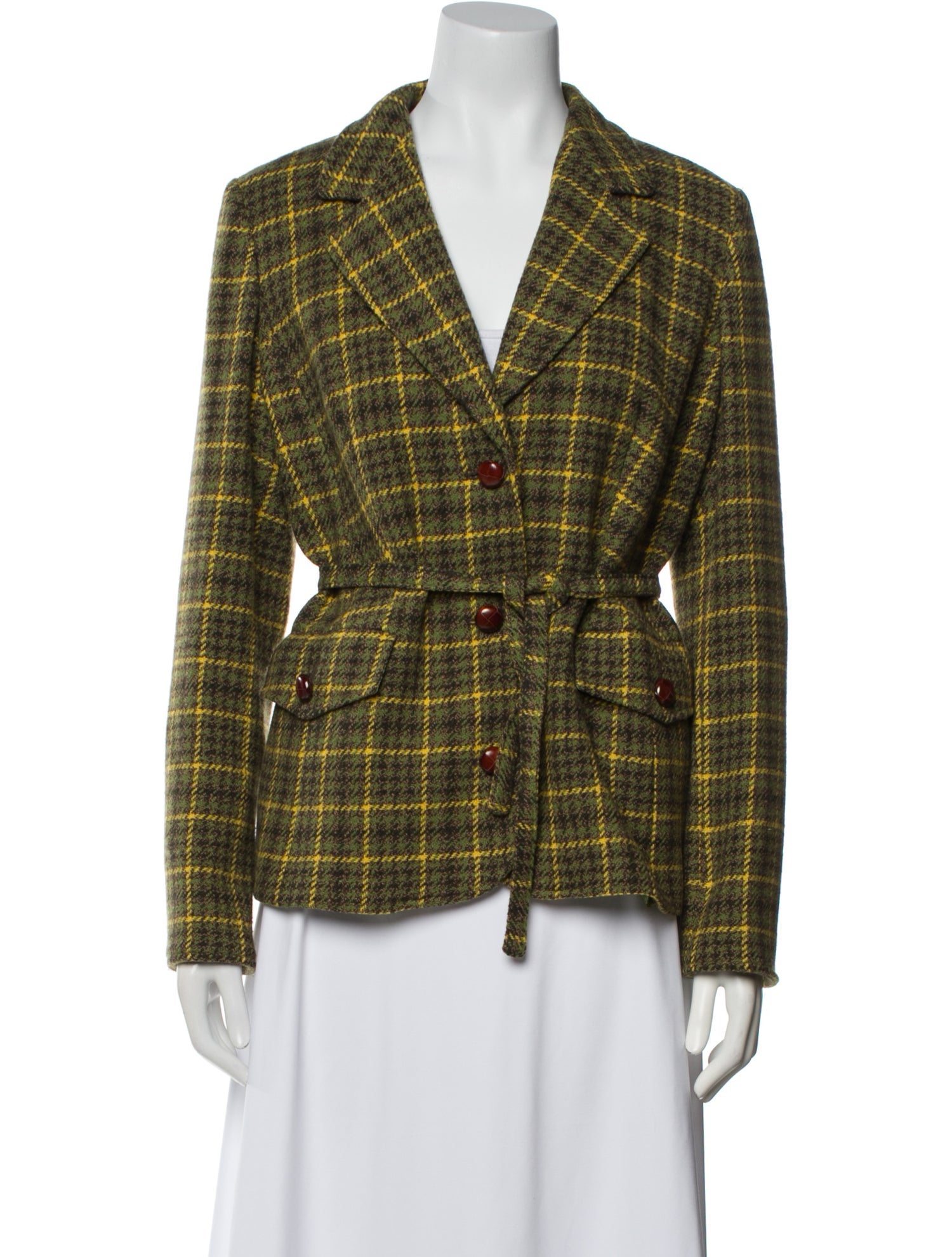 Marina Sport Wool Plaid Print Blazer