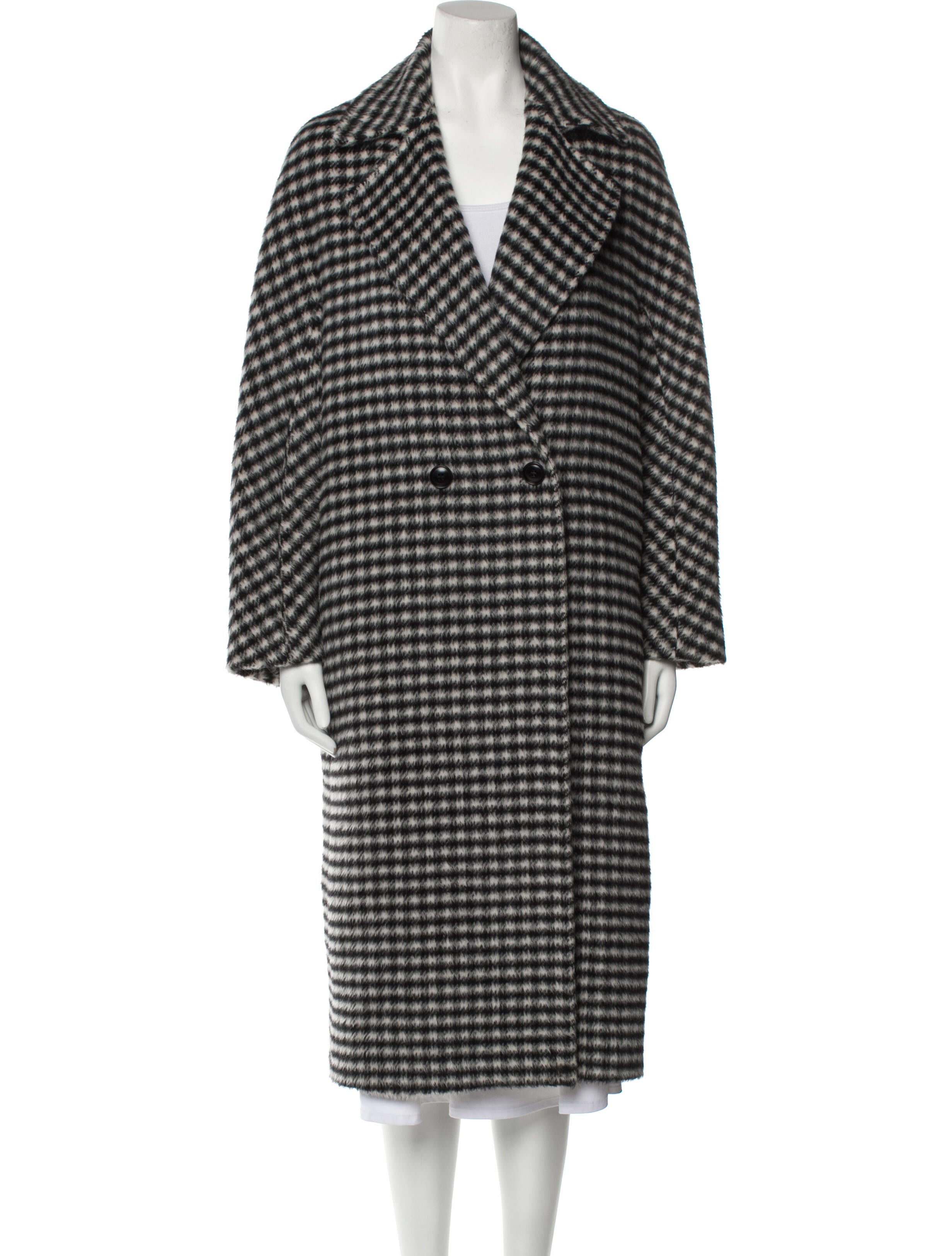 Max Mara Studio Alpaca Plaid Print Coat