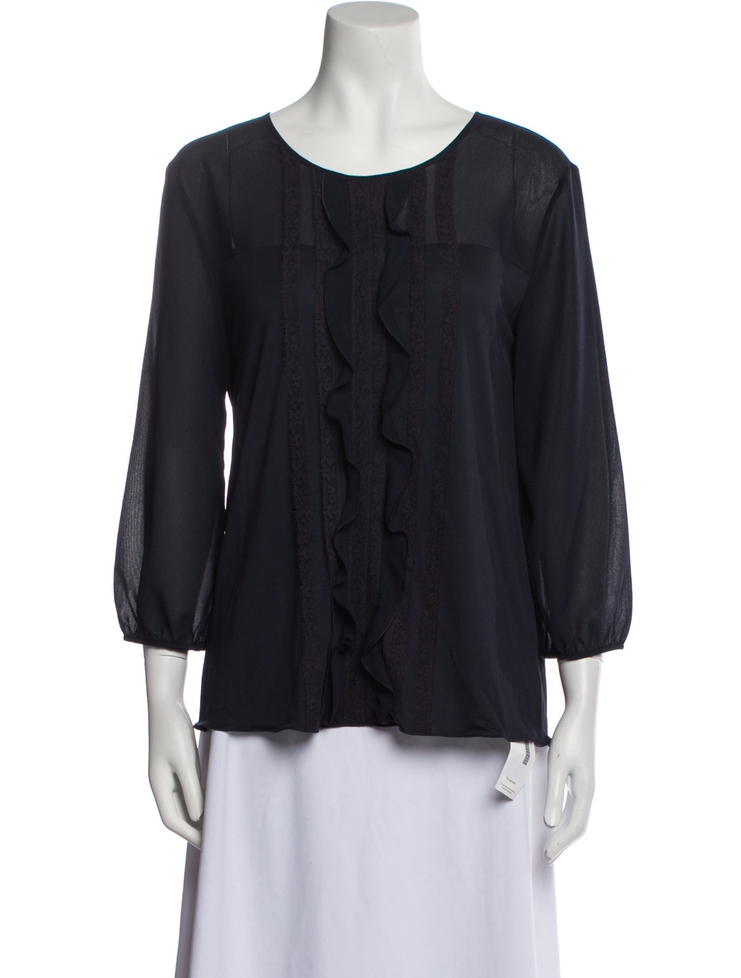 Max Mara Studio Scoop Neck Three-Quarter Sleeve Blouse