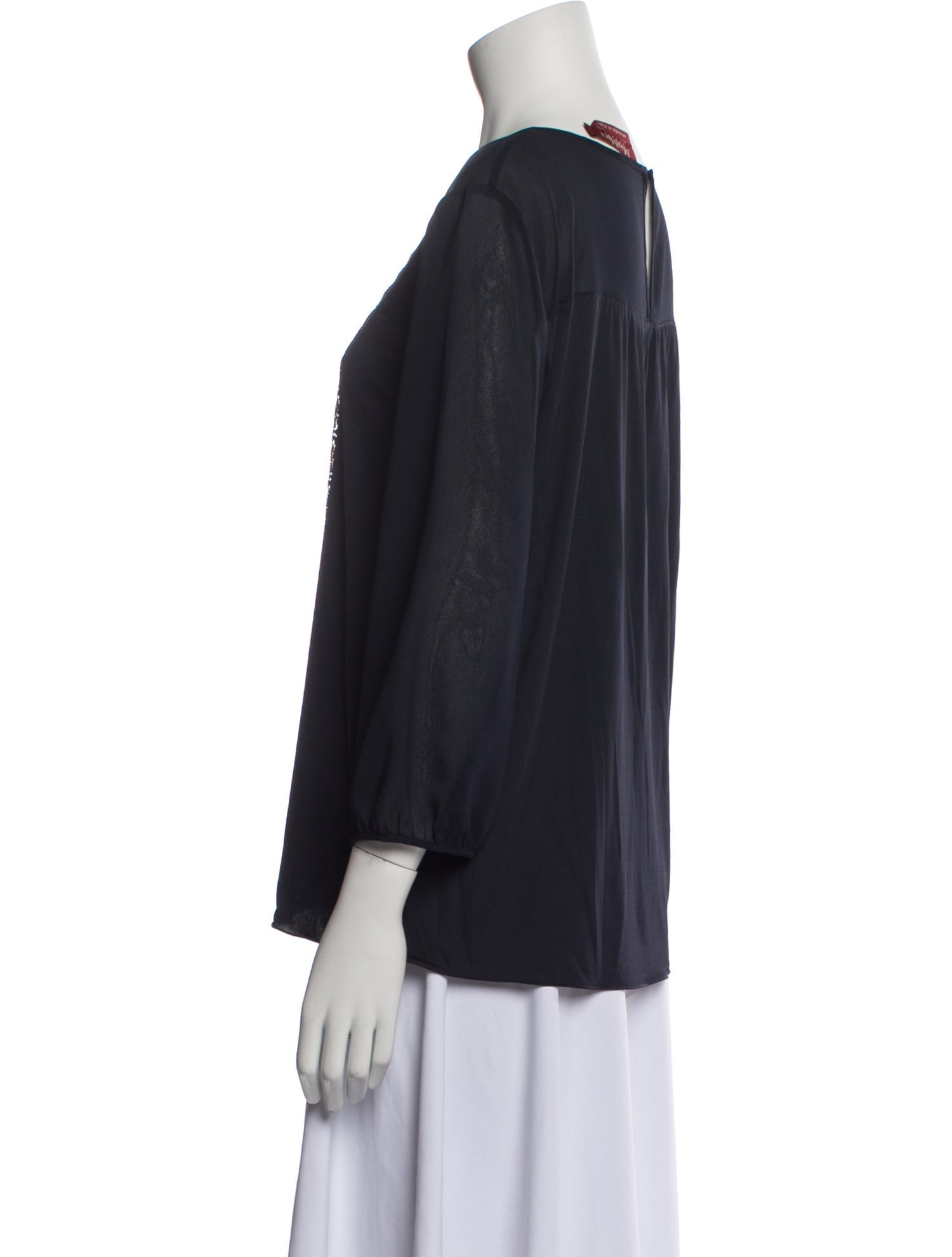 Max Mara Studio Scoop Neck Three-Quarter Sleeve Blouse