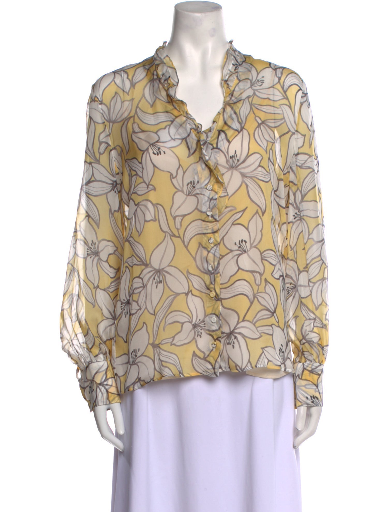 Max Mara Studio Floral Print V-Neck Blouse