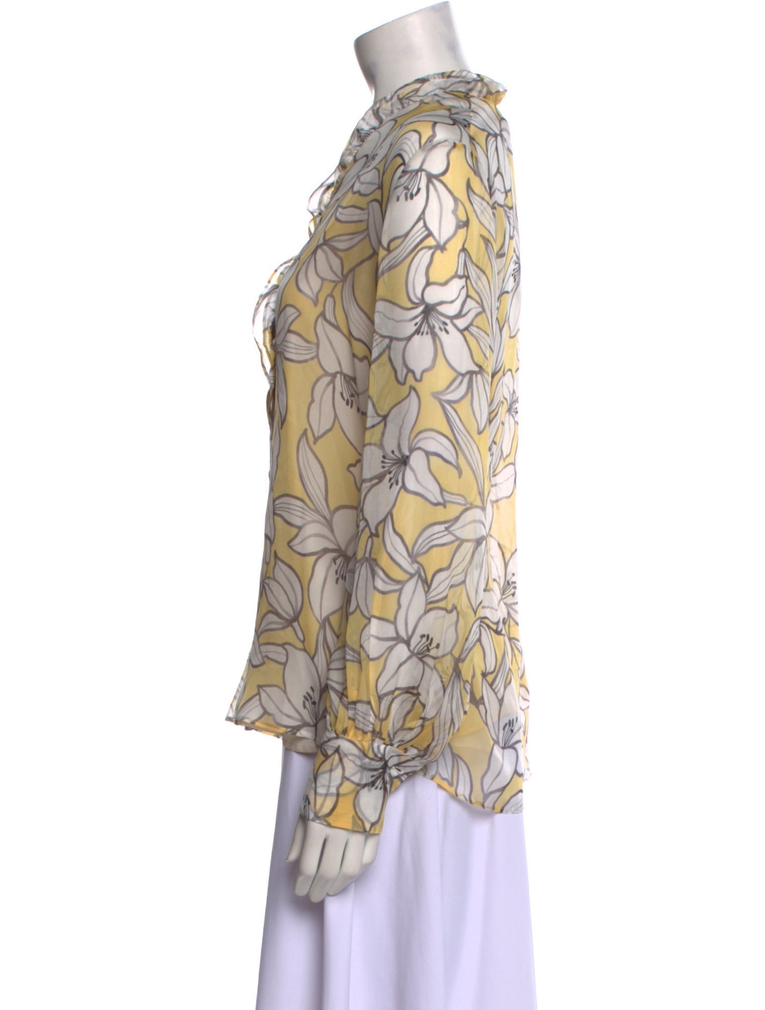 Max Mara Studio Floral Print V-Neck Blouse