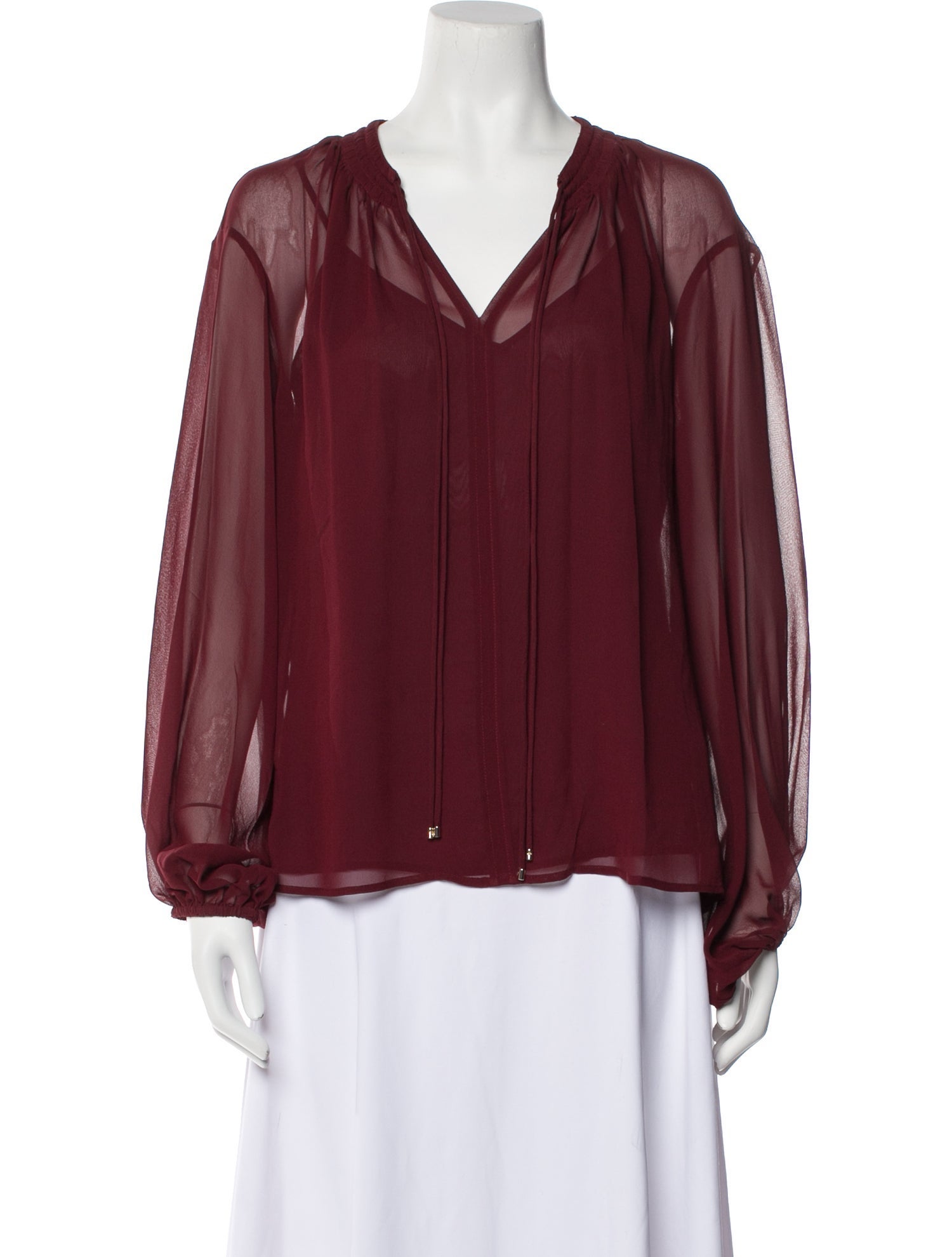 Max Mara Studio Virgin Wool V-Neck Blouse