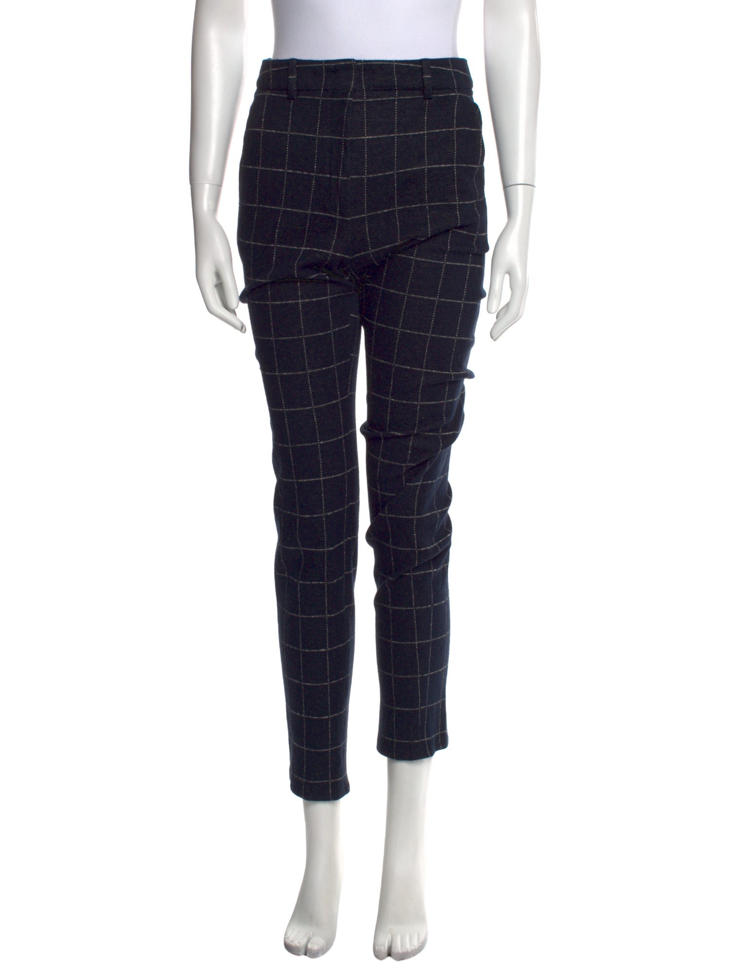Max Mara Studio Plaid Print Skinny Leg Pants