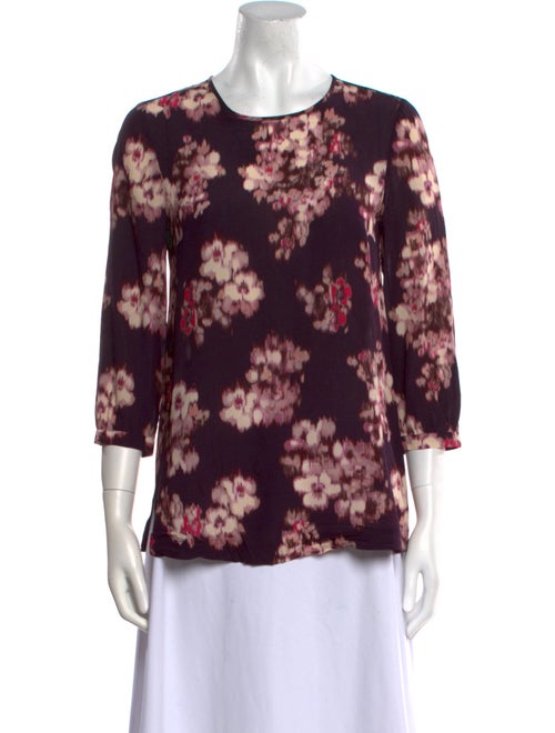 Max Mara Studio Silk Floral Print Blouse