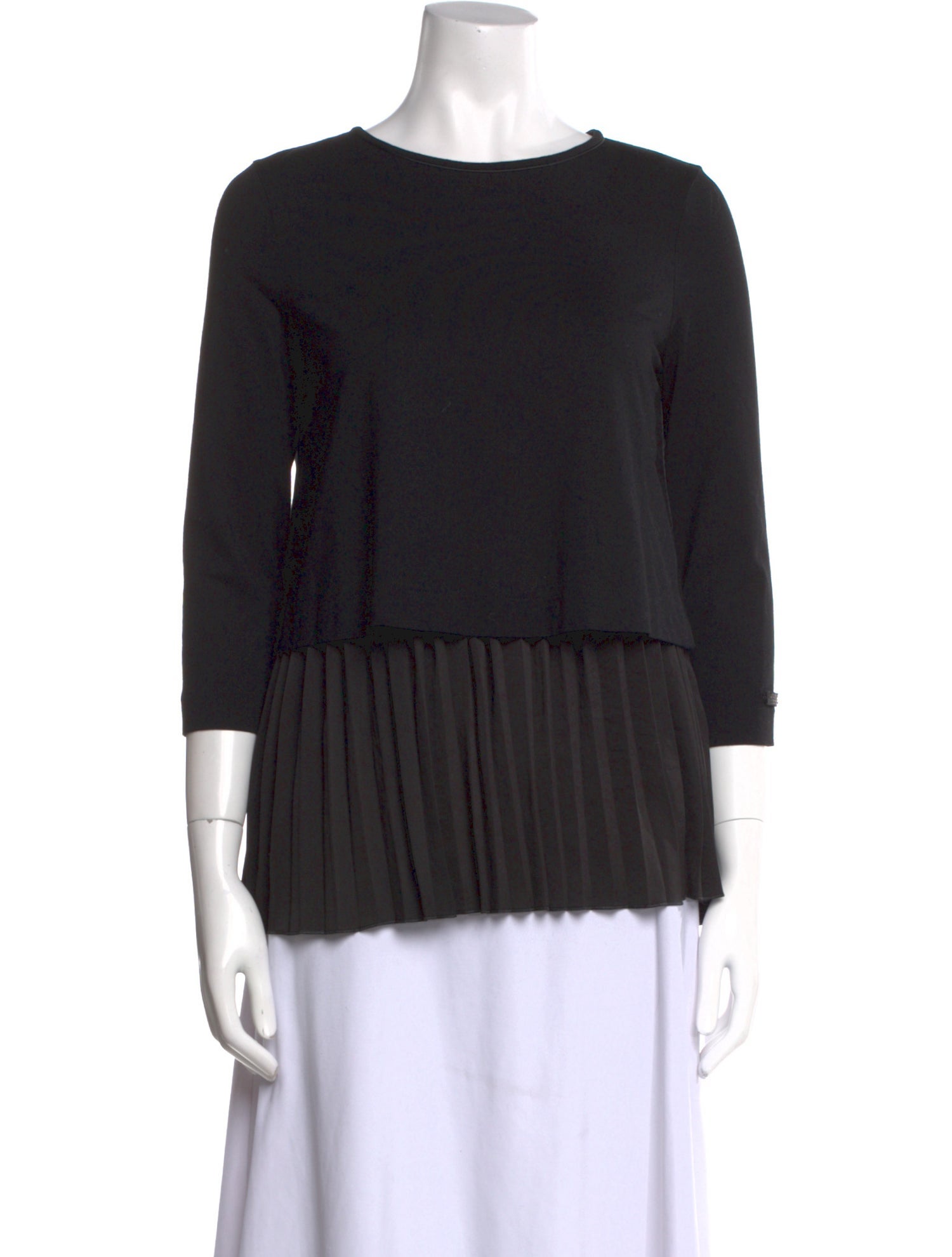 Max Mara Studio Crew Neck Three-Quarter Sleeve Top