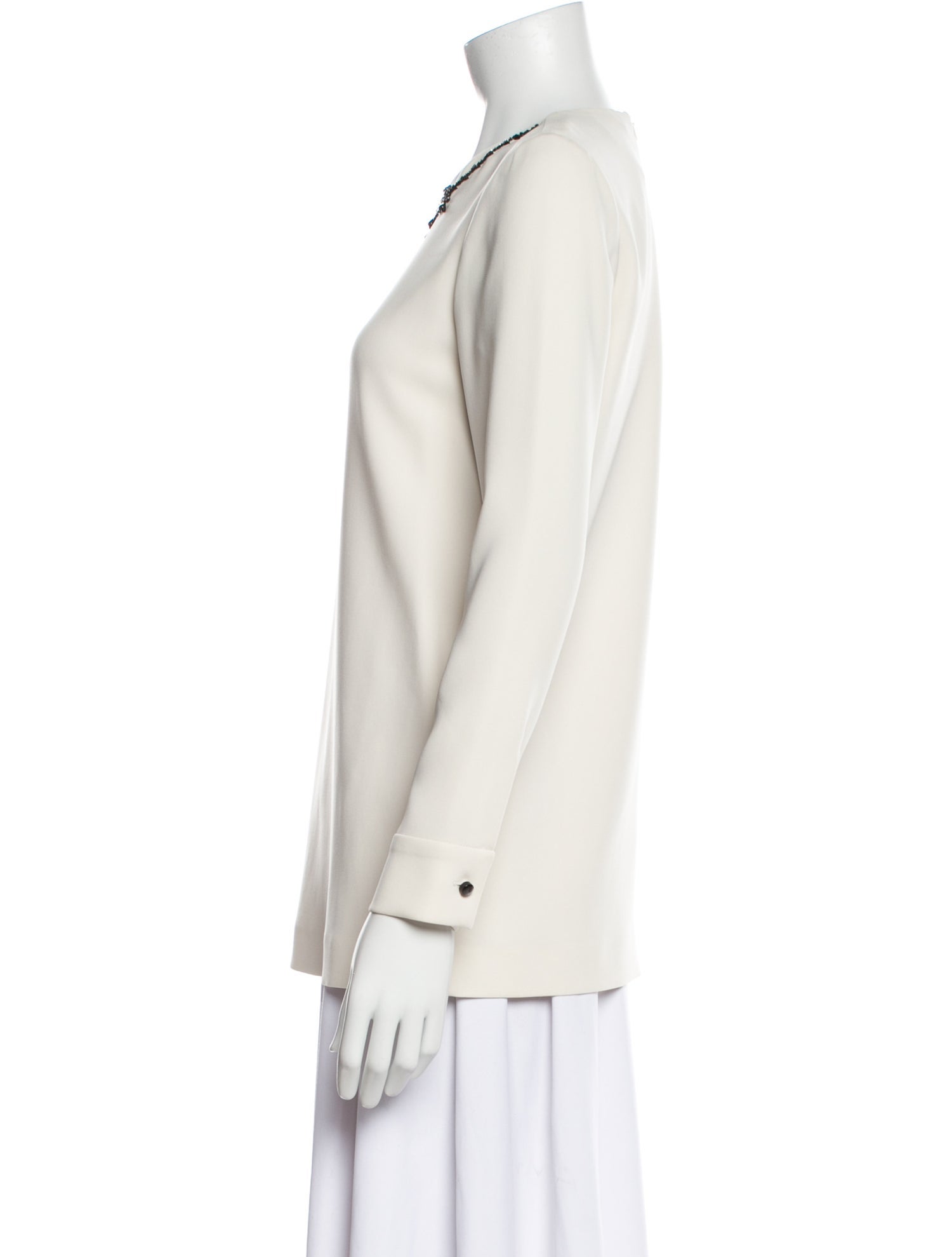 Max Mara Studio Crew Neck Long Sleeve Blouse