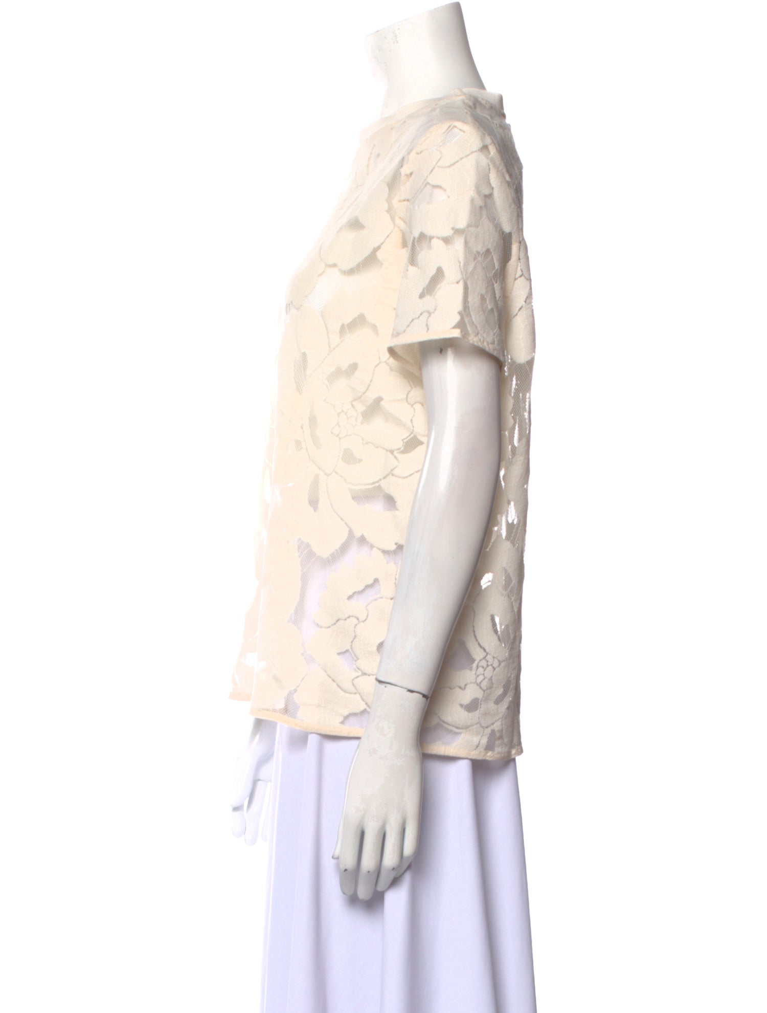 Max Mara Studio Lace Pattern Crew Neck Blouse