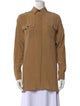 Max Mara Studio Silk Long Sleeve Button-Up Top