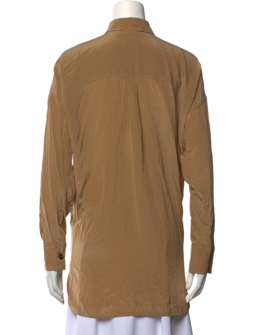 Max Mara Studio Silk Long Sleeve Button-Up Top