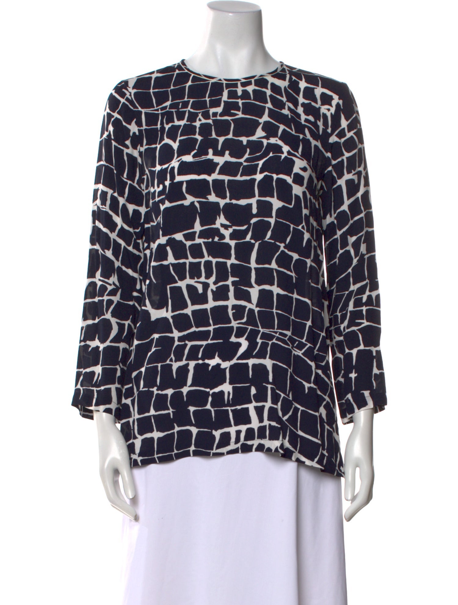 Max Mara Studio Printed Crew Neck Blouse