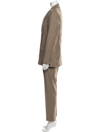 Max Mara Studio Virgin Wool Plaid Print Pantsuit