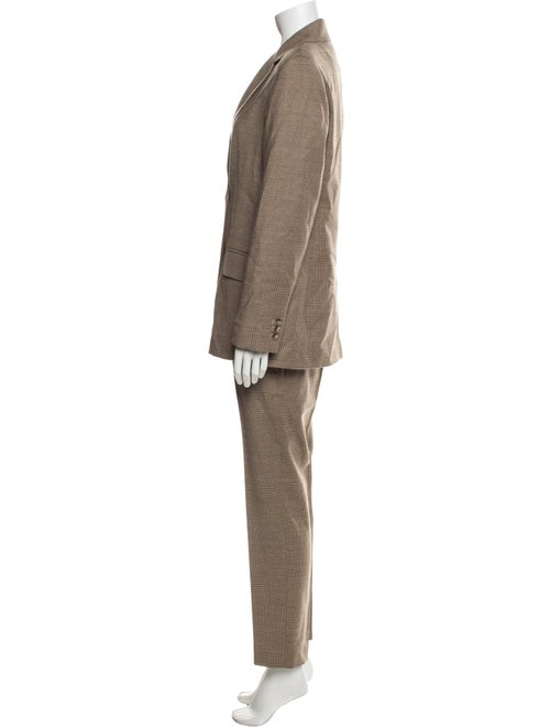 Max Mara Studio Virgin Wool Plaid Print Pantsuit