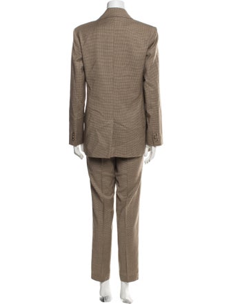 Max Mara Studio Virgin Wool Plaid Print Pantsuit