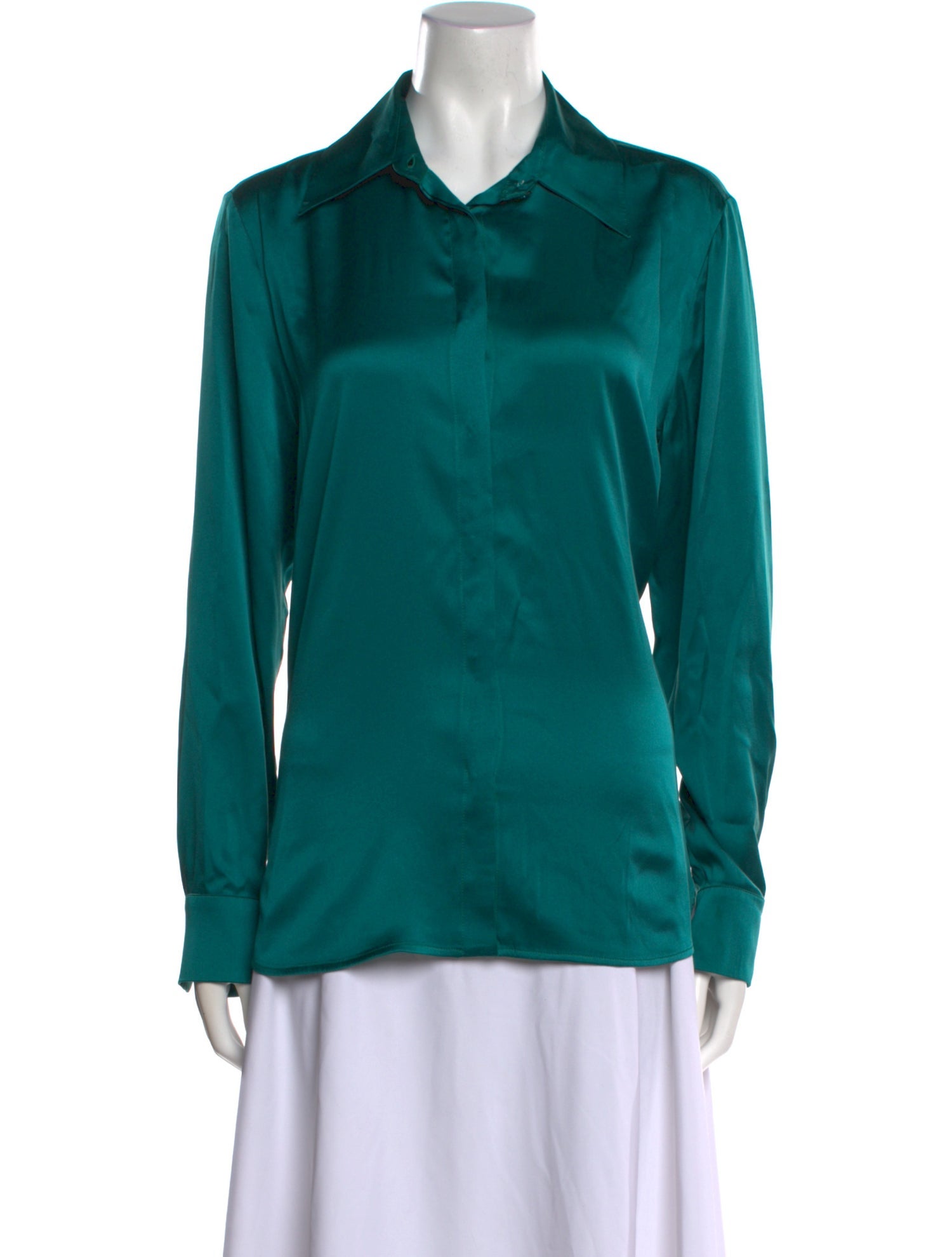 Max Mara Studio Silk Long Sleeve Button-Up Top