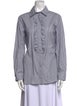 Max Mara Studio Striped Long Sleeve Button-Up Top