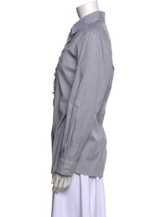 Max Mara Studio Striped Long Sleeve Button-Up Top