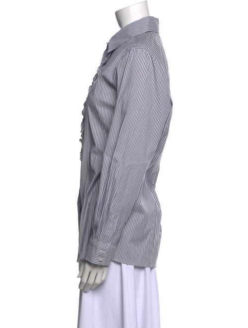 Max Mara Studio Striped Long Sleeve Button-Up Top