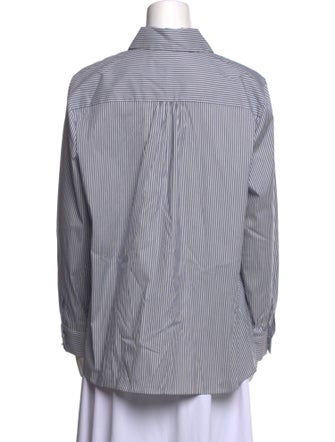 Max Mara Studio Striped Long Sleeve Button-Up Top