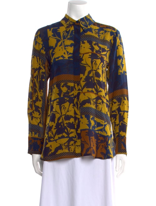Max Mara Studio Silk Printed Button-Up Top