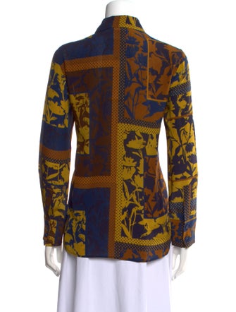 Max Mara Studio Silk Printed Button-Up Top