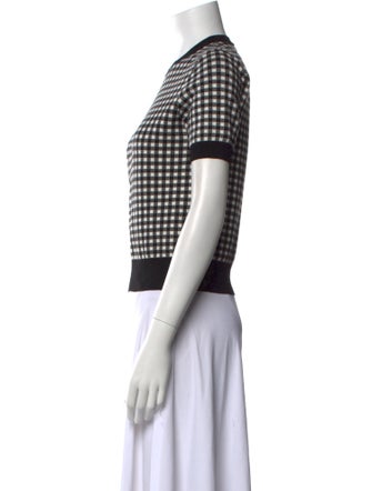 Max Mara Studio Virgin Wool Plaid Print Top