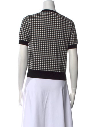 Max Mara Studio Virgin Wool Plaid Print Top