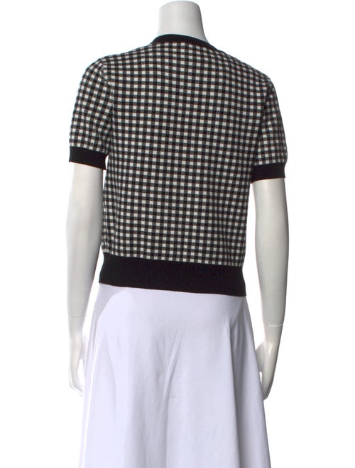 Max Mara Studio Virgin Wool Plaid Print Top