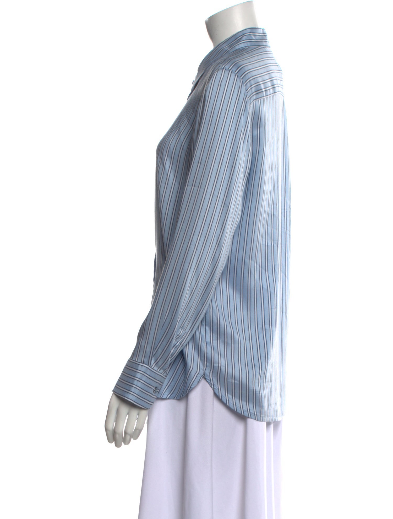 Max Mara Studio Striped Long Sleeve Button-Up Top