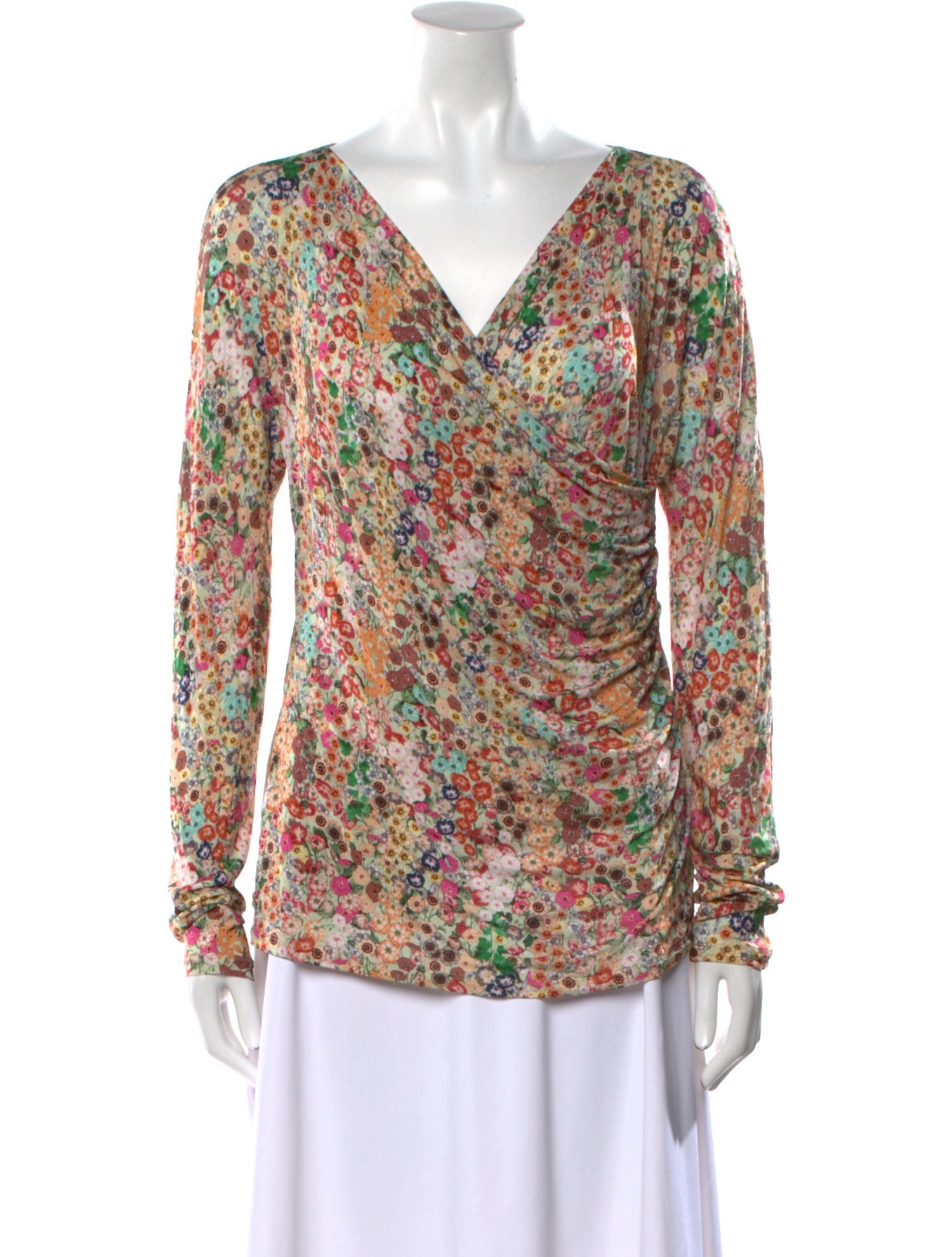 Max Mara Studio Floral Print Cowl Neck Blouse