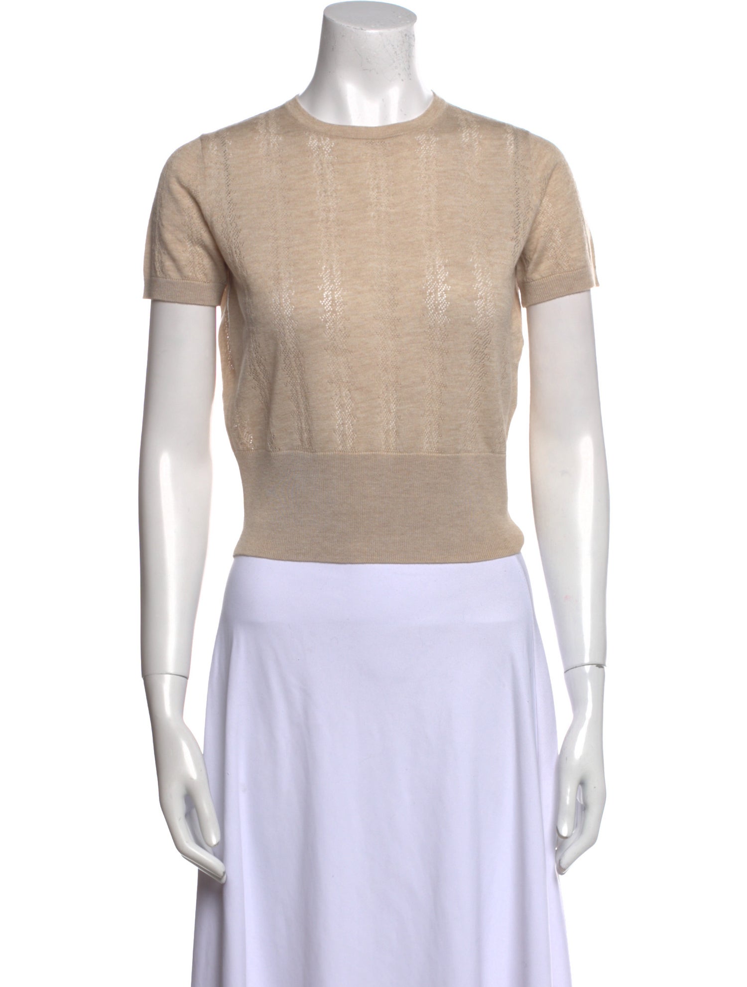 Max Mara Studio Crew Neck Short Sleeve Crop Top
