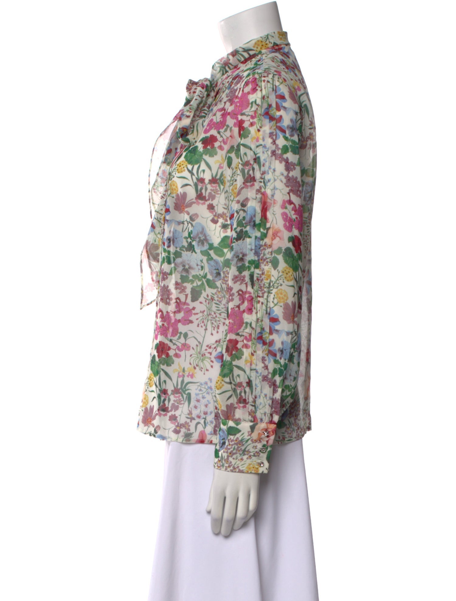 Max Mara Studio Floral Print Mock Neck Blouse