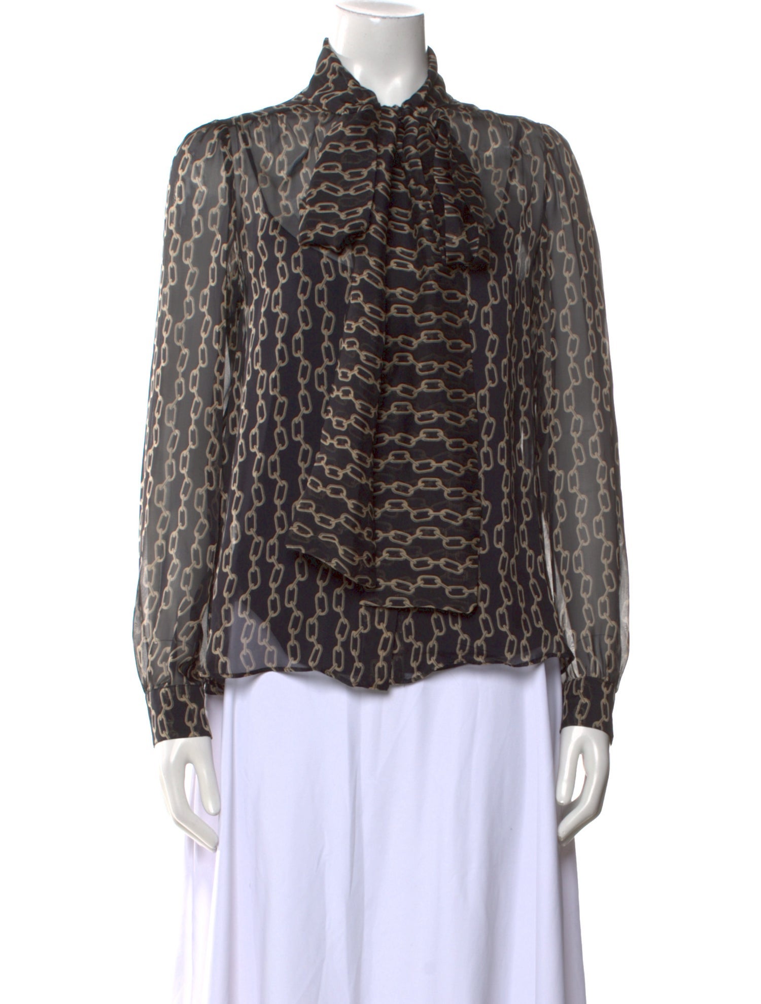 Max Mara Studio Animal Print Mock Neck Blouse