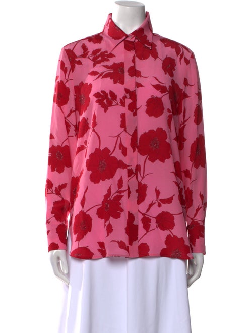 Max Mara Studio Silk Floral Print Button-Up Top