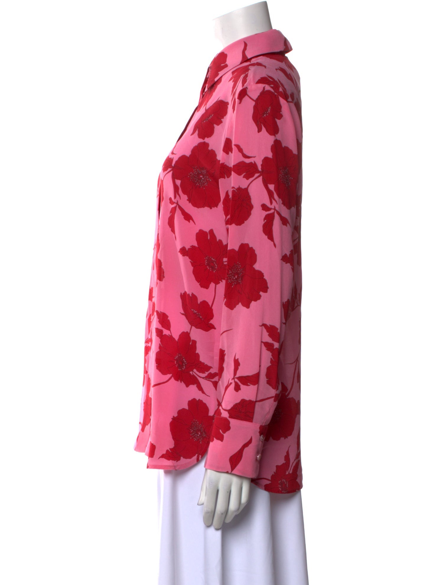 Max Mara Studio Silk Floral Print Button-Up Top